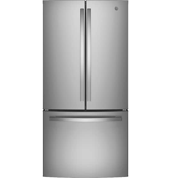 Front. GE - 24.7 Cu. Ft. French Door Refrigerator - Stainless Steel.