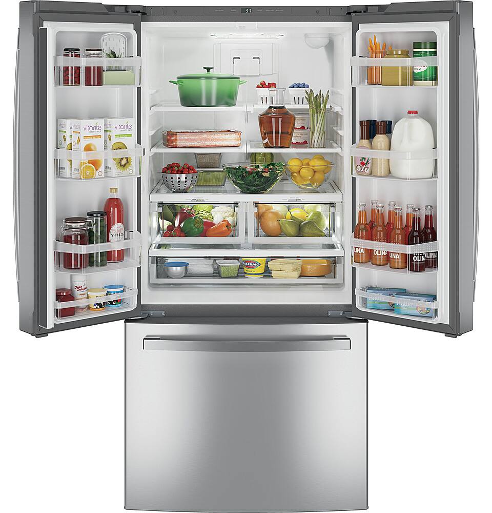 Alt View 11. GE - 24.7 Cu. Ft. French Door Refrigerator - Stainless Steel.