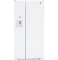 GE - 23.2 Cu. Ft. Side-by-Side Refrigerator with External Ice & Water Dispenser - High Gloss White - Front_Zoom