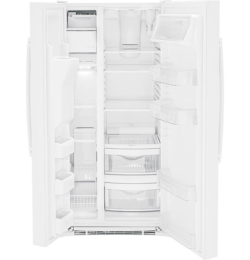 Alt View 12. GE - 23.2 Cu. Ft. Side-by-Side Refrigerator with External Ice & Water Dispenser - High Gloss White.