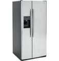 Angle Zoom. GE - 23.0 Cu. Ft. Side-by-Side Refrigerator with Thru-the-Door Ice and Water - Stainless steel.