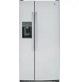 GE - 23.2 Cu. Ft. Side-by-Side Refrigerator with External Ice & Water Dispenser - Stainless Steel