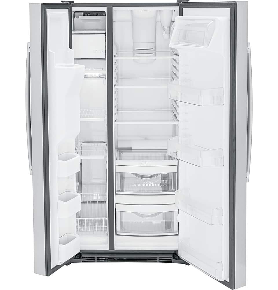 Alt View 12. GE - 23.2 Cu. Ft. Side-by-Side Refrigerator with External Ice & Water Dispenser - Stainless Steel.
