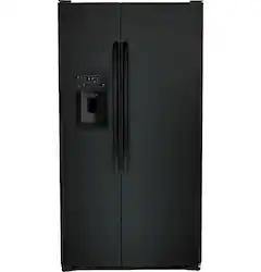 GE - 25.3 Cu. Ft. Side-by-Side Refrigerator with External Ice & Water Dispenser - High Gloss Black - Front_Zoom