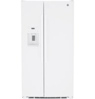 GE - 25.3 Cu. Ft. Side-by-Side Refrigerator with Thru-the-Door Ice and Water - High gloss white - Front_Zoom
