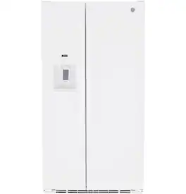 GE - 25.3 Cu. Ft. Side-by-Side Refrigerator with External Ice & Water Dispenser - High Gloss White