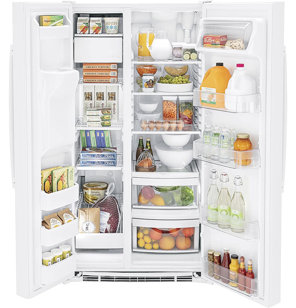 Alt View 11. GE - 25.3 Cu. Ft. Side-by-Side Refrigerator with External Ice & Water Dispenser - High Gloss White.