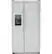Front. GE - 25.3 Cu. Ft. Side-by-Side Refrigerator with External Ice & Water Dispenser - Stainless Steel.