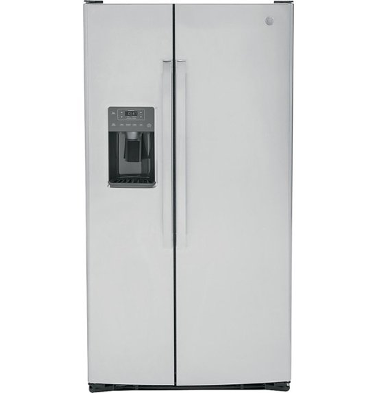 GE – 25.3 Cu. Ft. Side-by-Side Refrigerator with Thru-the-Door Ice and Water – Fingerprint Resistant Stainless Steel