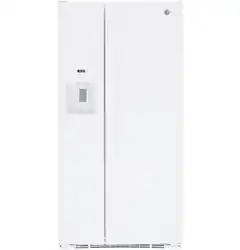 GE - 23.0 Cu. Ft. Side-by-Side Refrigerator with External Ice & Water Dispenser - High Gloss White - Front_Zoom