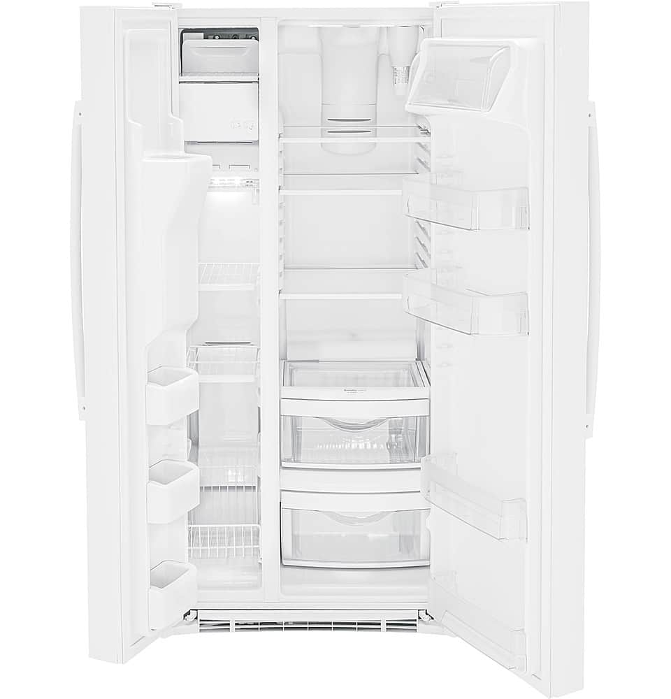 Alt View 12. GE - 23.0 Cu. Ft. Side-by-Side Refrigerator with External Ice & Water Dispenser - High Gloss White.