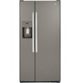 GE - 23.0 Cu. Ft. Side-by-Side Refrigerator with External Ice & Water Dispenser - Slate