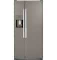GE - 33 in. Wide 23.0 Cu. Ft. Side-by-Side Refrigerator with External Ice & Water Dispenser - Slate