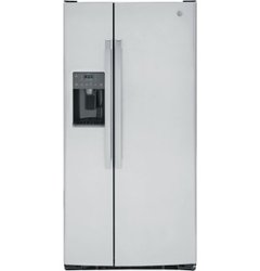 GE - 23.0 Cu. Ft. Side-by-Side Refrigerator with External Ice & Water Dispenser - Stainless Steel - Front_Zoom