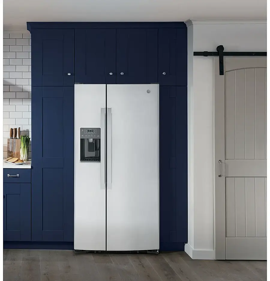 Alt View 13. GE - 23.0 Cu. Ft. Side-by-Side Refrigerator with External Ice & Water Dispenser - Stainless Steel.