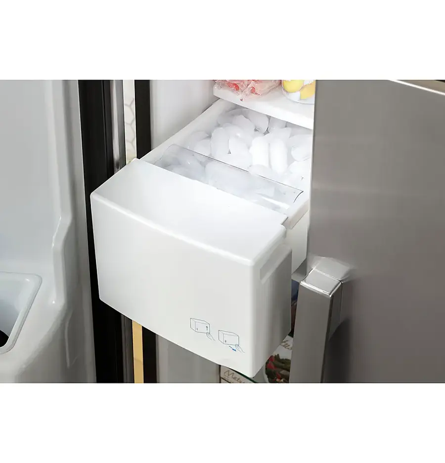 Alt View 24. GE - 23.0 Cu. Ft. Side-by-Side Refrigerator with External Ice & Water Dispenser - Stainless Steel.