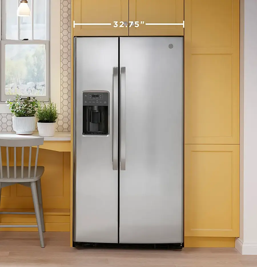 Alt View 29. GE - 23.0 Cu. Ft. Side-by-Side Refrigerator with External Ice & Water Dispenser - Stainless Steel.