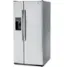 Left. GE - 23.0 Cu. Ft. Side-by-Side Refrigerator with External Ice & Water Dispenser - Stainless Steel.