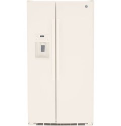 GE - 25.3 Cu. Ft. Side-by-Side Refrigerator with External Ice & Water Dispenser - High-gloss bisque - Front_Zoom