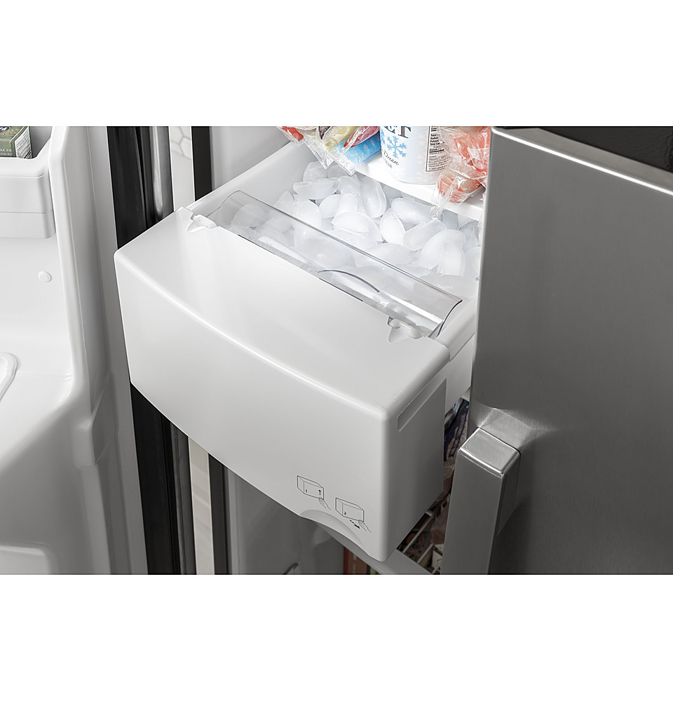 GE 25.3-cu ft Side-by-Side Refrigerator with Ice Maker (Stainless Steel) in  the Side-by-Side Refrigerators department at