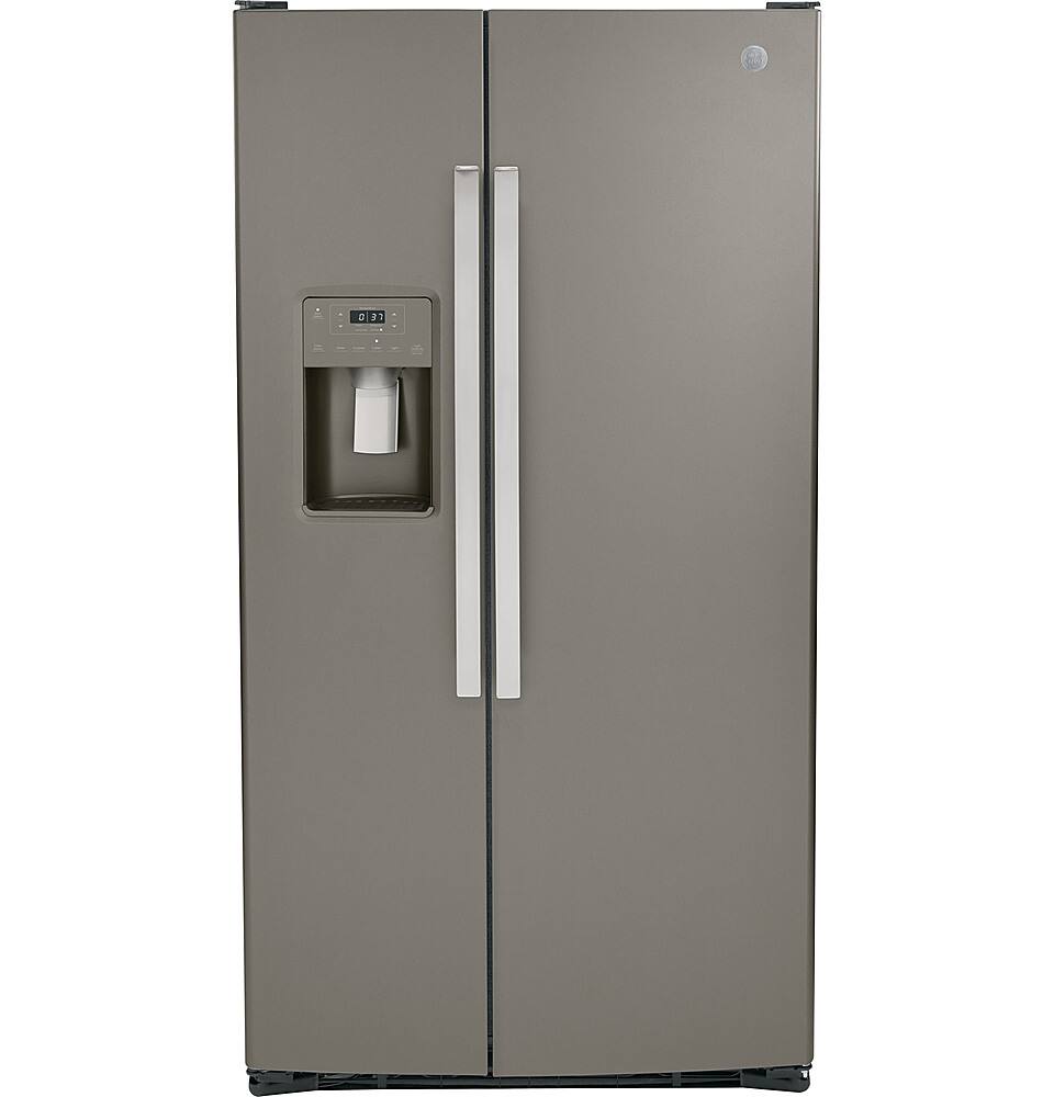 GE - 25.3 Cu. Ft. Side-by-Side Refrigerator with External Ice & Water Dispenser - Slate
