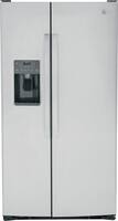 GE - 25.3 Cu. Ft. Side-by-Side Refrigerator with External Ice & Water Dispenser - Stainless Steel - Front_Zoom