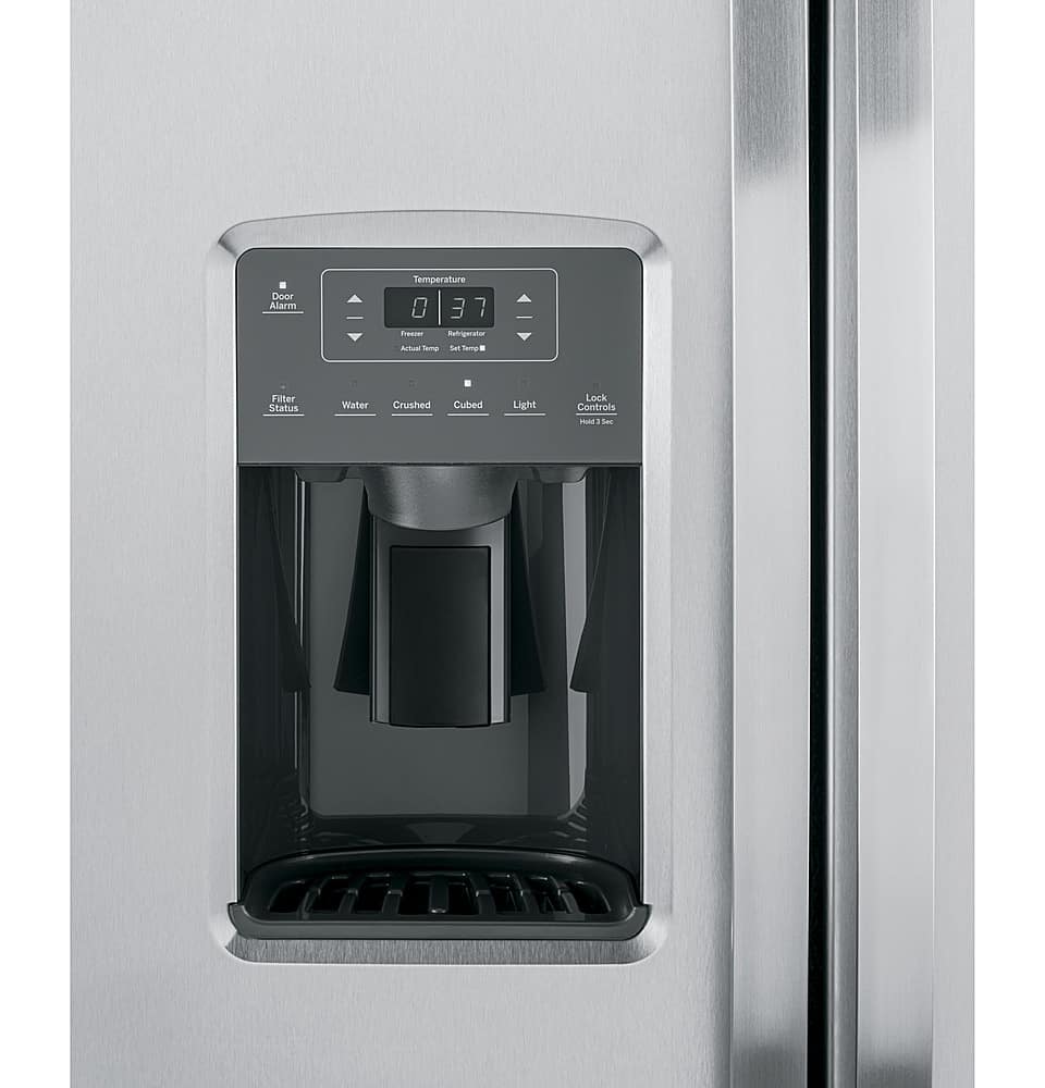 Alt View 13. GE - 25.3 Cu. Ft. Side-by-Side Refrigerator with External Ice & Water Dispenser - Stainless Steel.