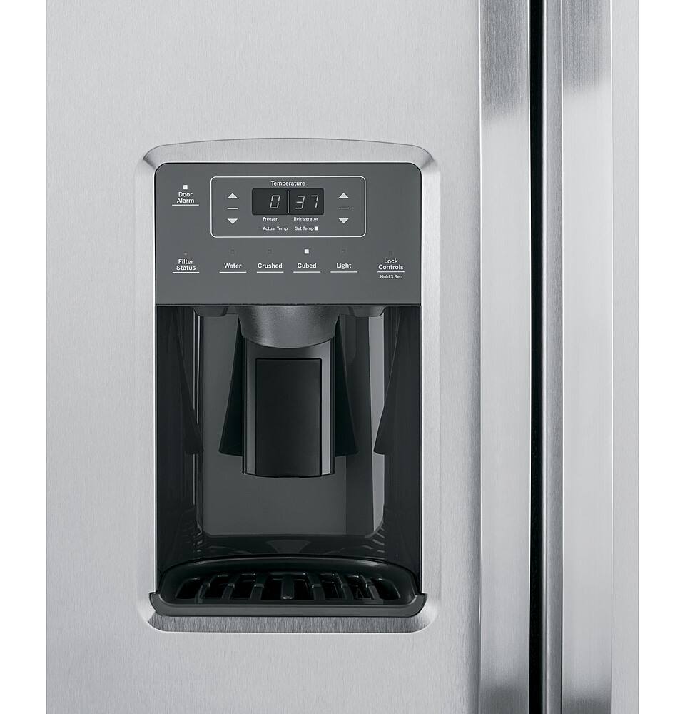 Alt View 13. GE - 25.3 Cu. Ft. Side-by-Side Refrigerator with External Ice & Water Dispenser - Stainless Steel.