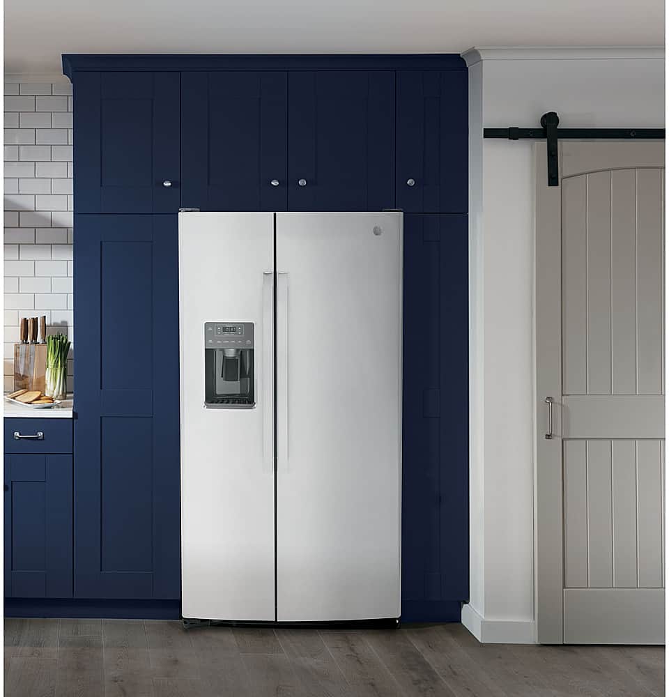 Alt View 14. GE - 25.3 Cu. Ft. Side-by-Side Refrigerator with External Ice & Water Dispenser - Stainless Steel.