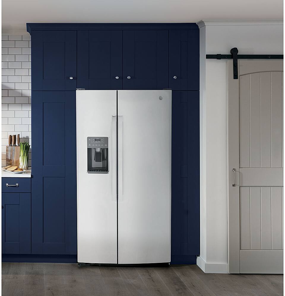 Alt View 14. GE - 25.3 Cu. Ft. Side-by-Side Refrigerator with External Ice & Water Dispenser - Stainless Steel.