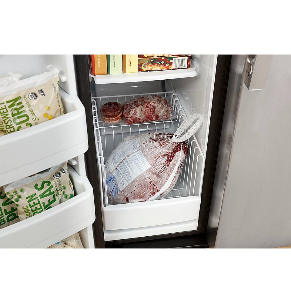Alt View 24. GE - 25.3 Cu. Ft. Side-by-Side Refrigerator with External Ice & Water Dispenser - Stainless Steel.