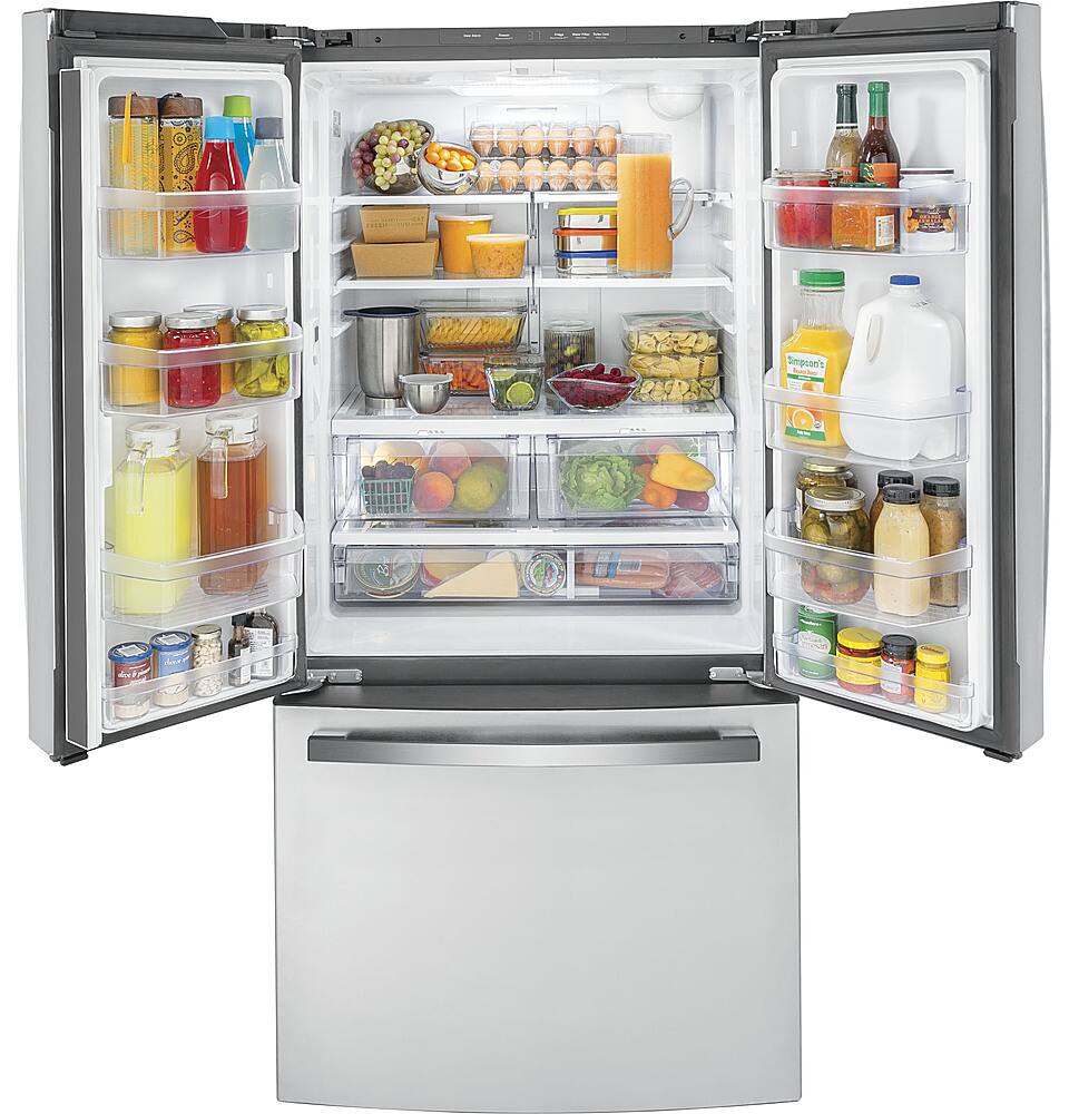 Alt View 11. GE - 18.6 Cu. Ft. French Door Counter-Depth Refrigerator - Stainless Steel.