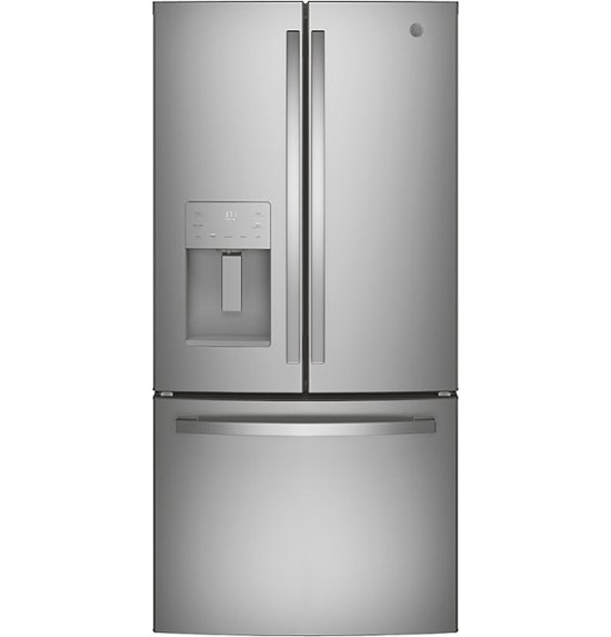 Front Zoom. GE - 17.5 Cu. Ft. French Door Counter-Depth Regrigerator - Fingerprint resistant stainless steel.