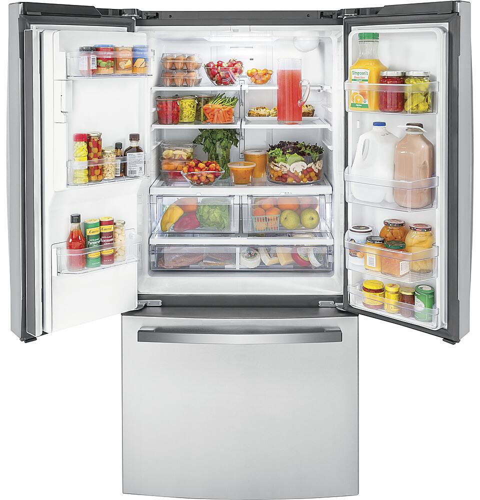 Alt View 11. GE - 17.5 Cu. Ft. French Door Counter-Depth Refrigerator - Stainless Steel.