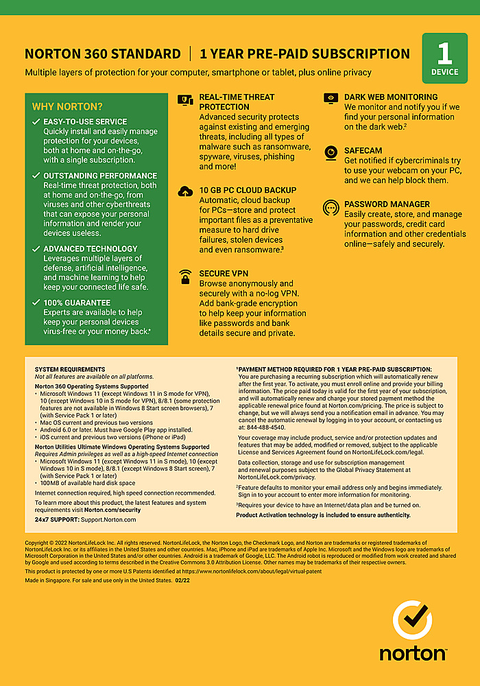 Symantec Norton WiFi Privacy V. 1.0 Subscription 1 Year 1 Device