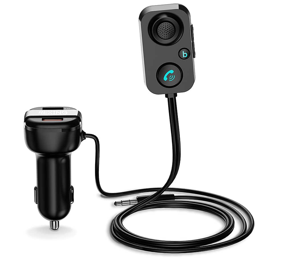 Alt View 12. Rexing - AUX2 Mini Bluetooth Receiver with Dual USB Enhanced Bass and Voice Control - Black.