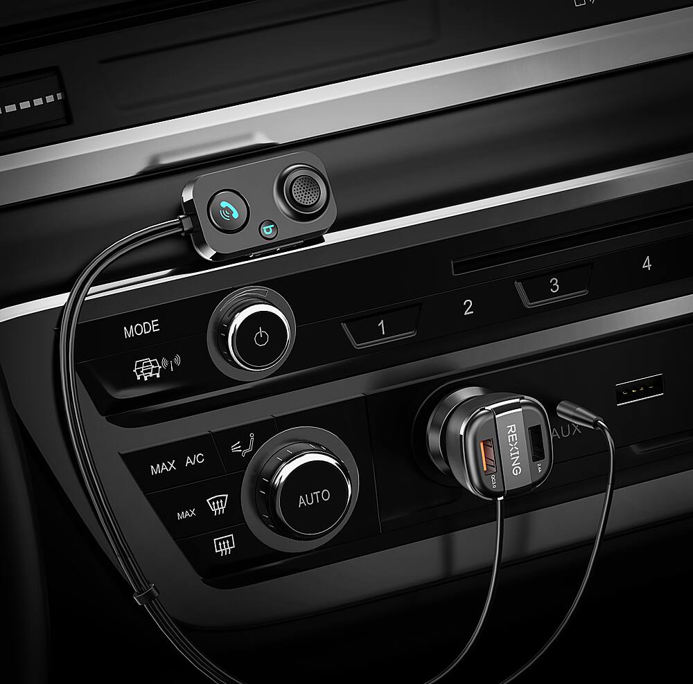 Alt View 15. Rexing - AUX2 Mini Bluetooth Receiver with Dual USB Enhanced Bass and Voice Control - Black.