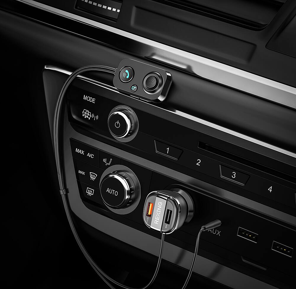 Alt View 16. Rexing - AUX2 Mini Bluetooth Receiver with Dual USB Enhanced Bass and Voice Control - Black.