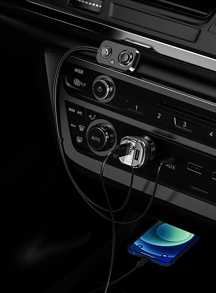 Alt View 17. Rexing - AUX2 Mini Bluetooth Receiver with Dual USB Enhanced Bass and Voice Control - Black.