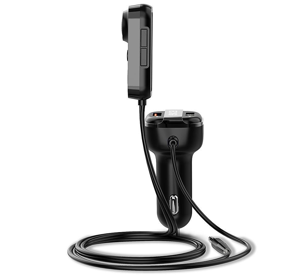 Left View: Rexing - AUX2 Mini Bluetooth Receiver with Dual USB Enhanced Bass and Voice Control - Black