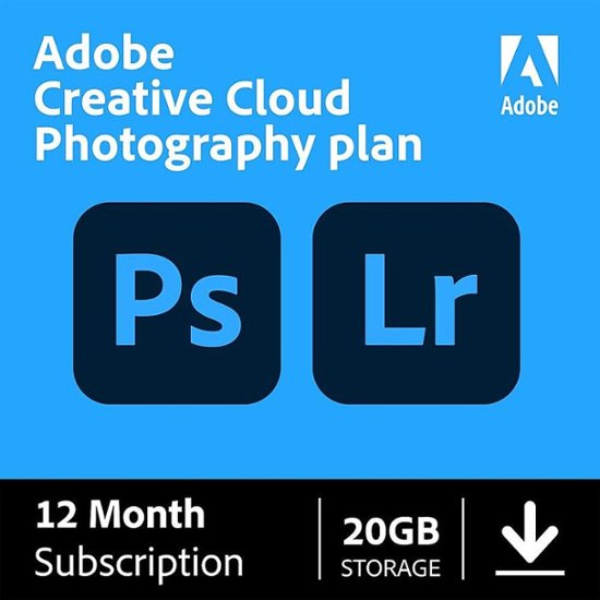 Front. Adobe - Creative Cloud Photography Plan 20GB (1-Year Subscription).