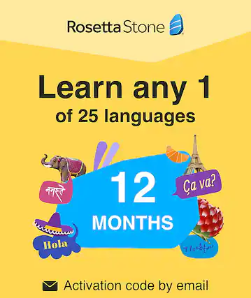 Front. Rosetta Stone - Learn ONE of 24+ Languages with 12 Month Access - Android, Mac, Windows, iOS.