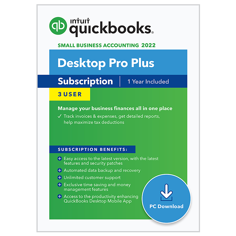 QuickBooks - Desktop Pro Plus 2022 (3 User) (1-Year Subscription) [Digital]