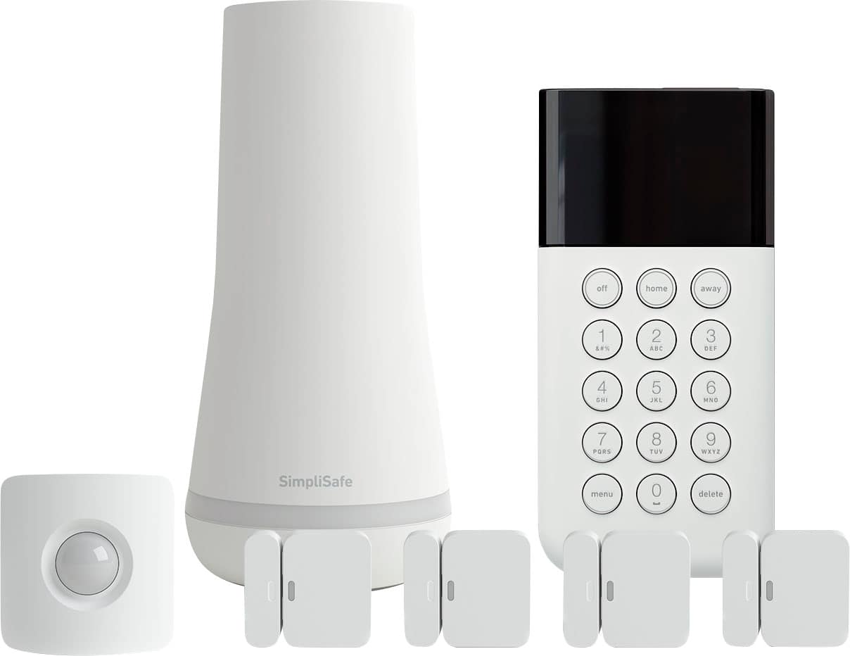 Front. SimpliSafe - Home Security Kit 7 Pieces - White/Black.