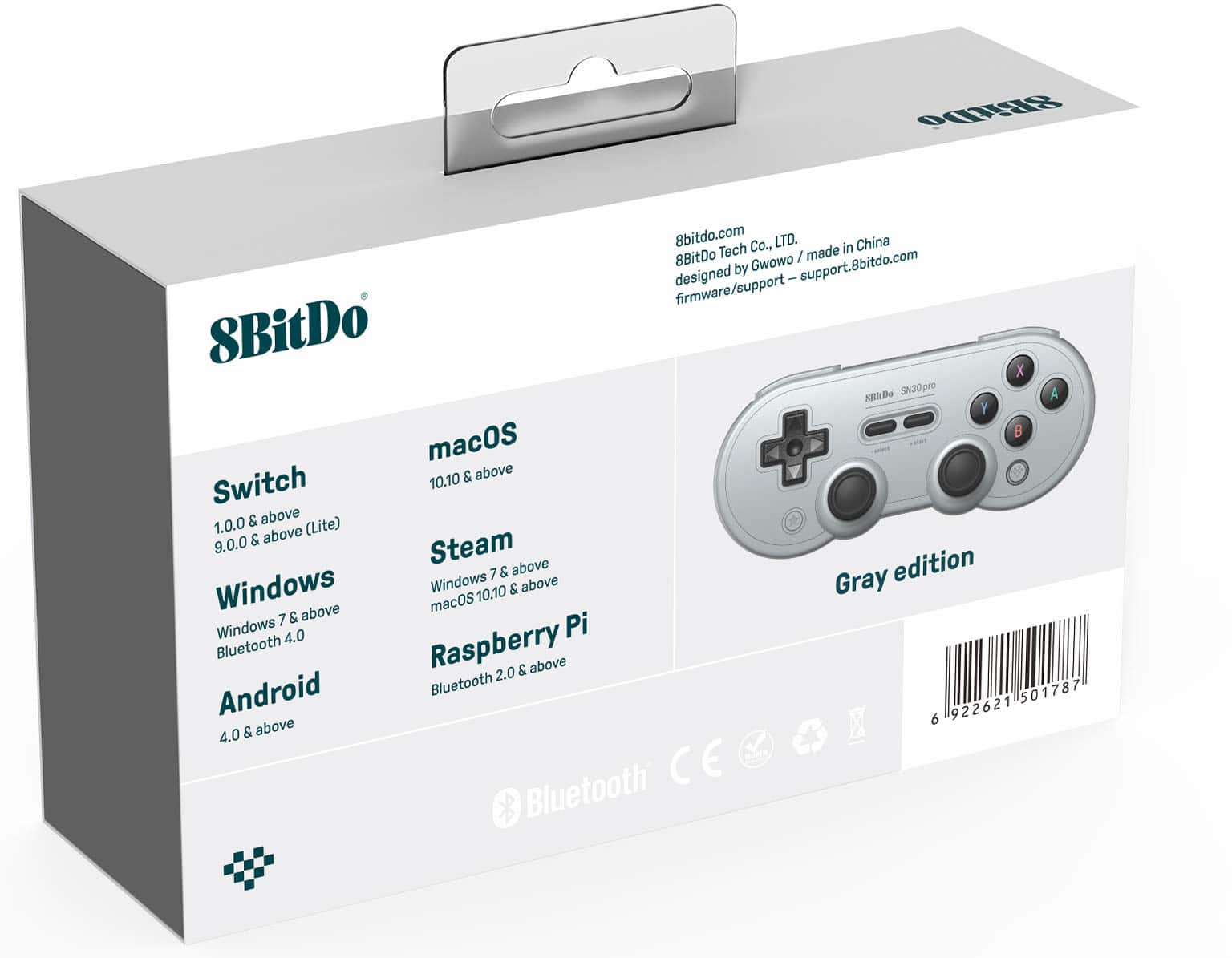 Alt View 15. 8BitDo - SN30 Pro Bluetooth Gamepad - Gray.