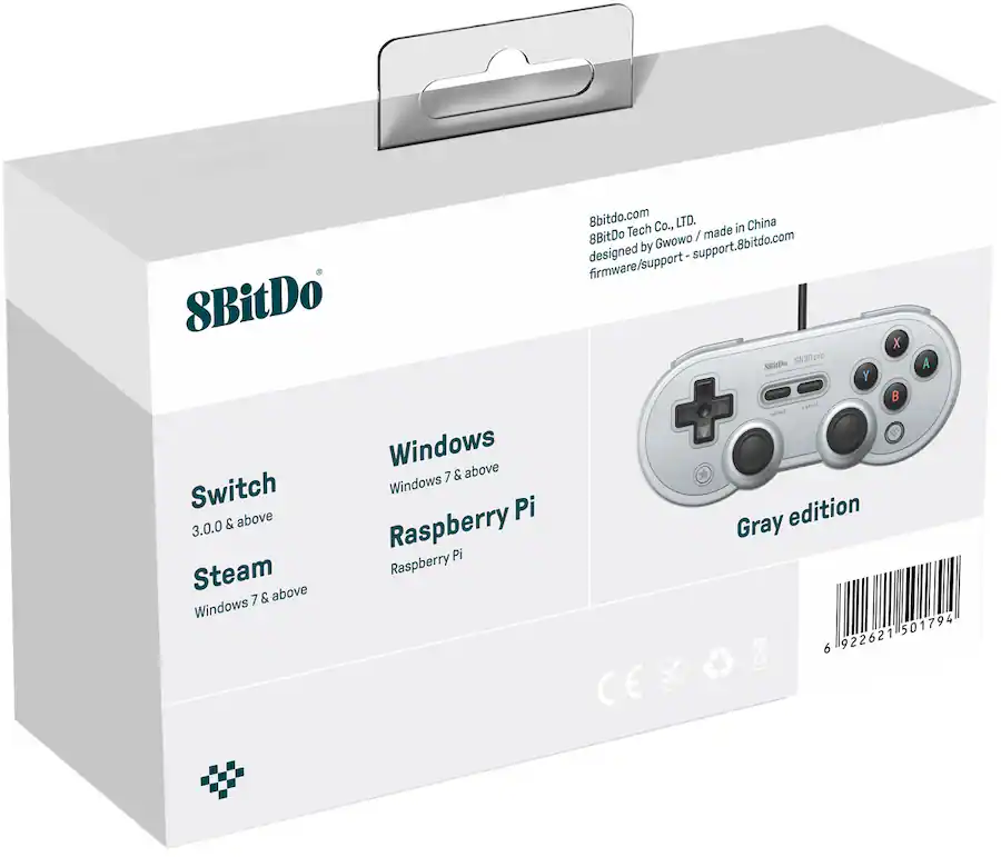 8BitDo SN30 Pro Wired Controller for Switch and Windows Gray 82AD