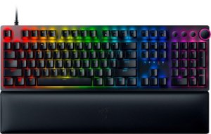 Razer - Huntsman V2  Full Size Wired Optical Red Linear Switch Gaming Keyboard with Chroma RGB Backlighting - Black - Front_Zoom