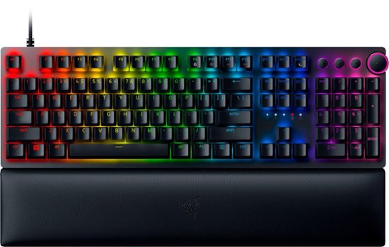 Front Zoom. Razer - Huntsman V2  Full Size Wired Optical Red Linear Switch Gaming Keyboard with Chroma RGB Backlighting - Black.