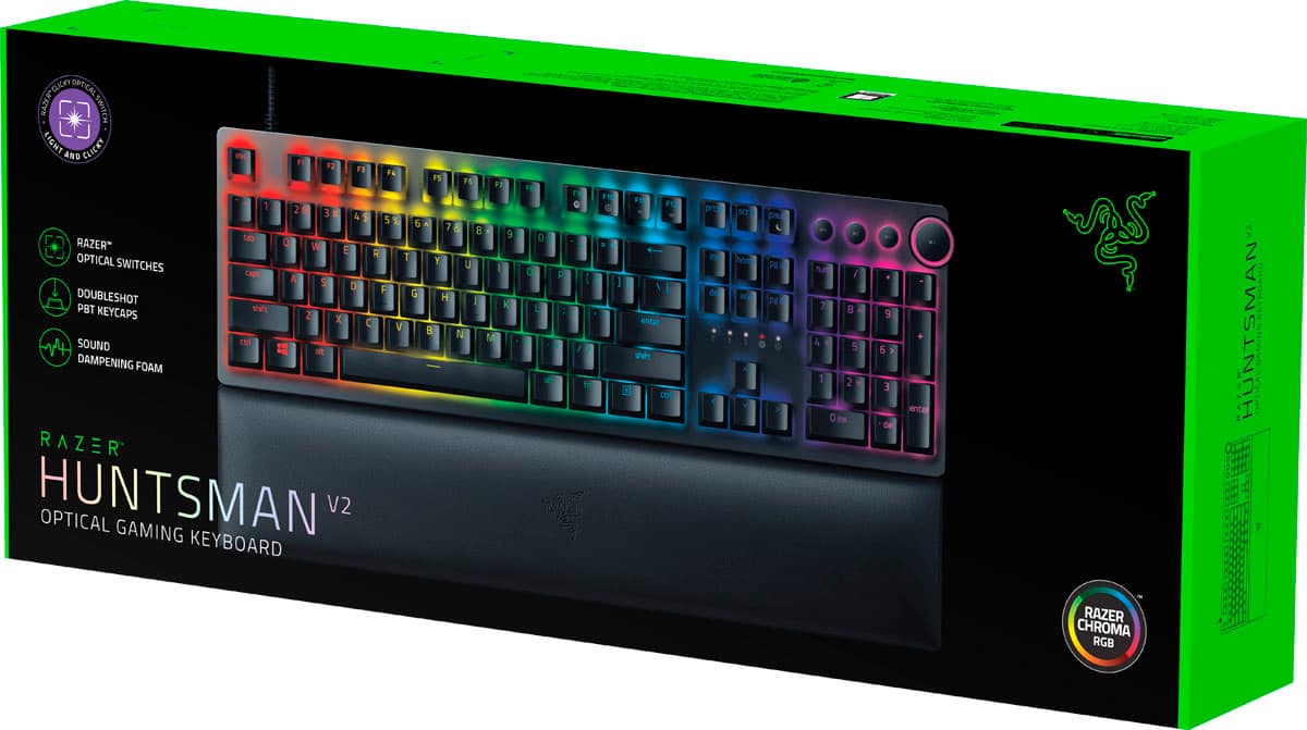 Alt View 15. Razer - Huntsman V2 Full Size Wired Optical Purple Clicky Switch Gaming Keyboard with Chroma RGB Backlighting - Black.