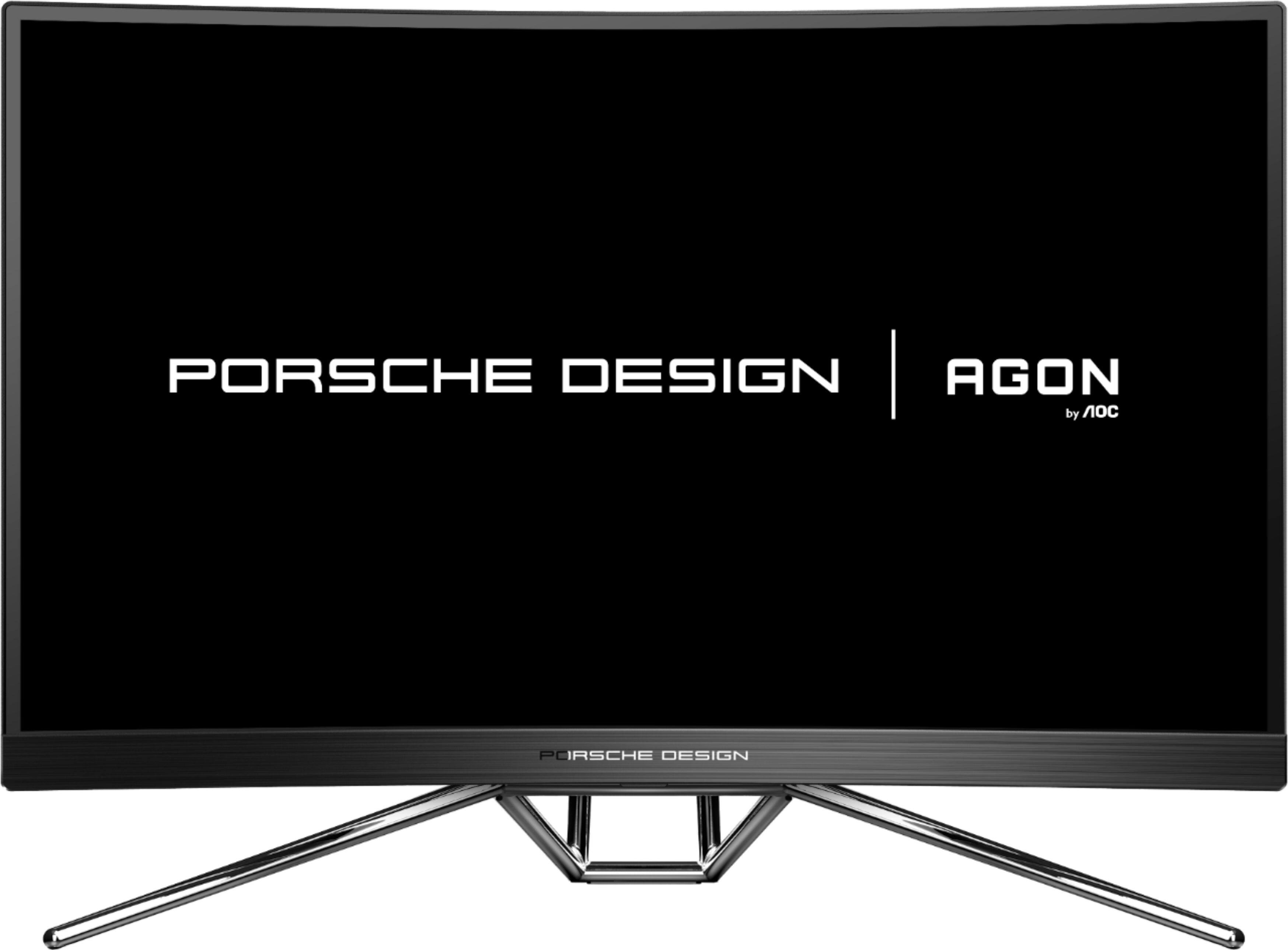 Front. AOC - Geek Squad Certified Refurbished Porsche Design AGON 27" LED Curved QHD FreeSync Monitor - Black.